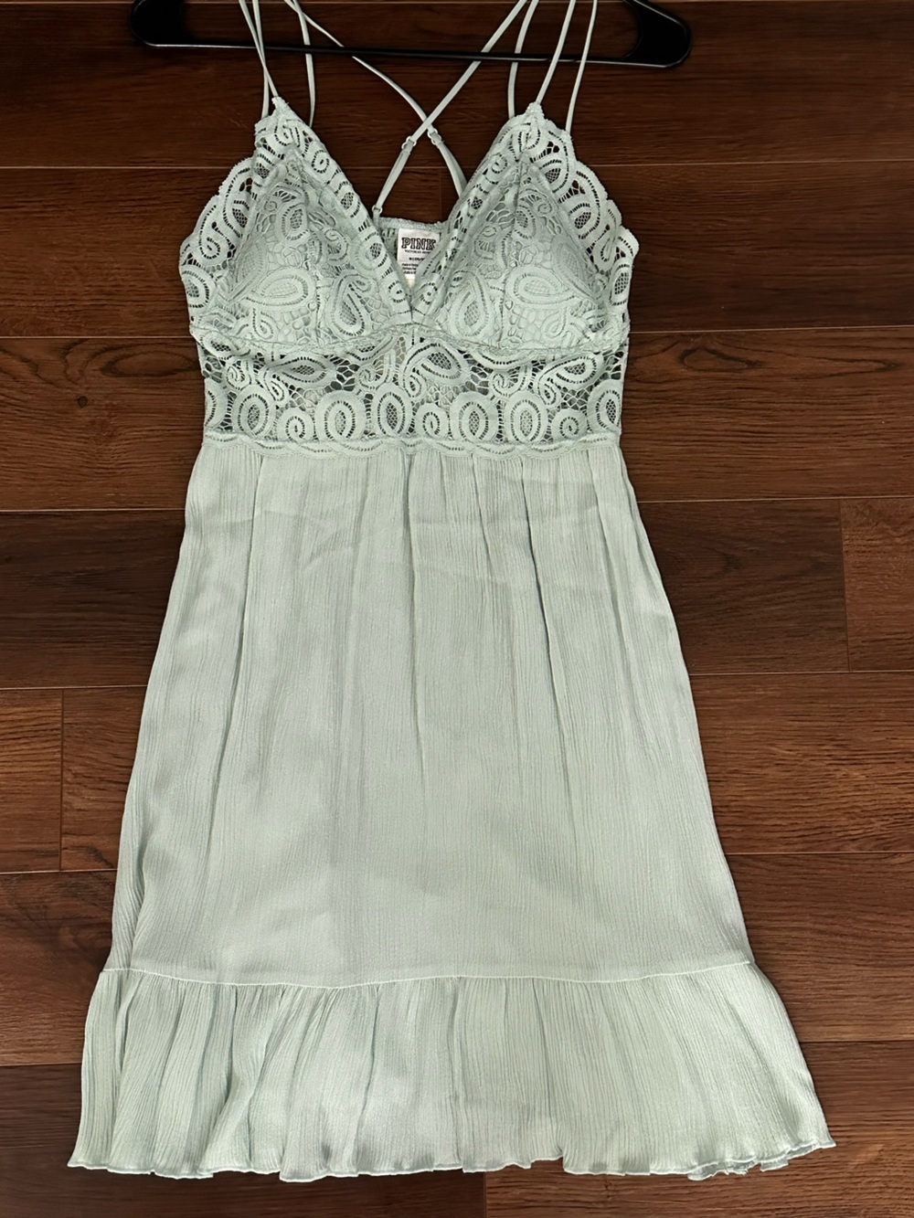 PINK Victoria's Secret Mint Green Lace-Top Midi Dress